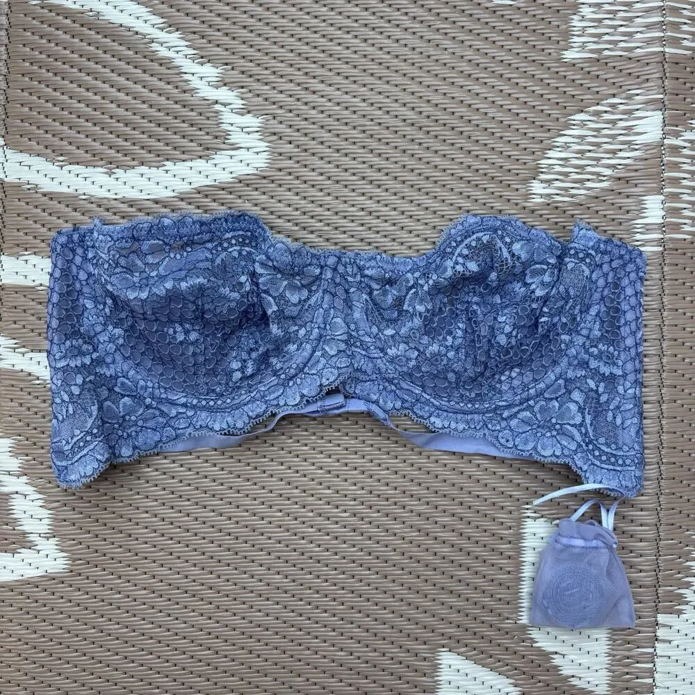 Intimately Free People Maya Underwire Convertible Bra Lace Blue Sz 36B